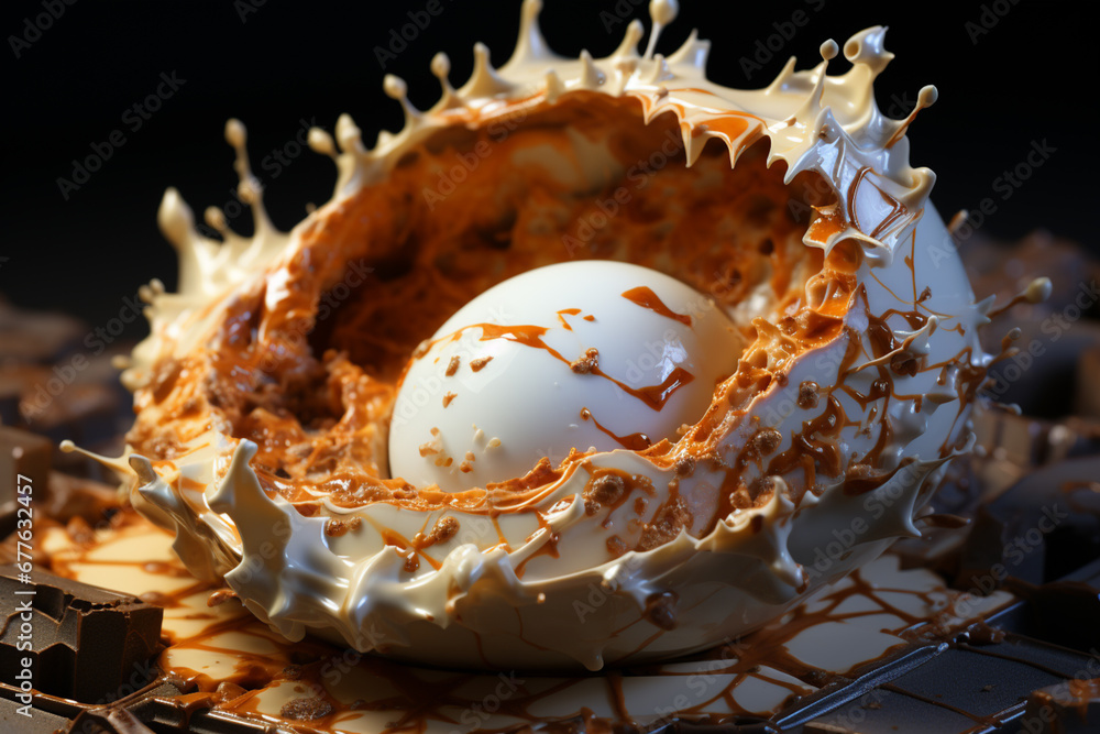 Aufkleber A detailed image of a fragile eggshell delicately breaking open to release a young life into the world. 