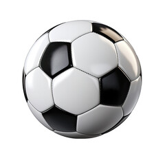Black and White Soccer Ball Isolated on Transparent or White Background, PNG