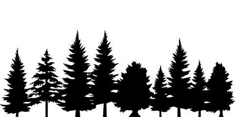 Forest vector silhouette illustration black color - obrazy, fototapety, plakaty