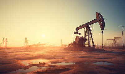 Offshore Oil station drilling rig and Oil production.