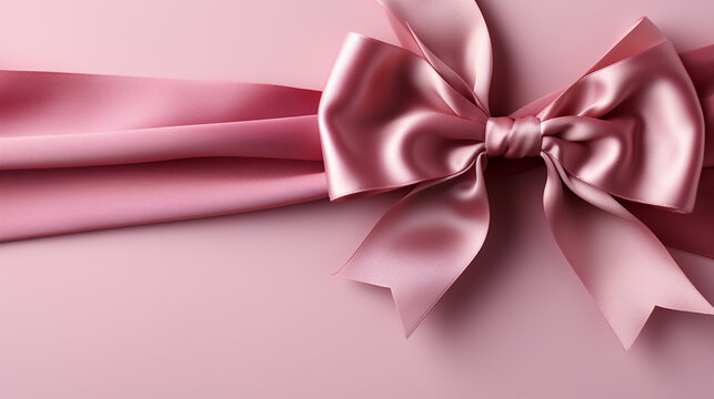 pink bow on satin HD 8K wallpaper Stock Photographic Image 