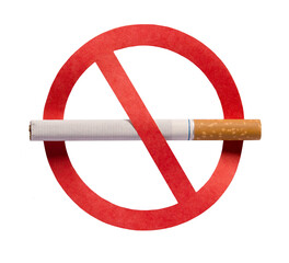 Stop smoking icon. No smoking concept. Red forbidden sign with a cigarette PNG, isolated on a...