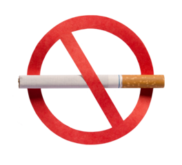 Stop smoking icon. No smoking concept. Red forbidden sign with a cigarette PNG, isolated on a transparent background.