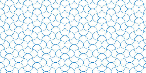 Fototapeta premium Seamless geometric ocean spiral pattern and abstract circle wave lines. blue seamless tile stripe geomatics overlapping create retro square line backdrop pattern background. Overlapping Pattern.