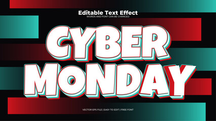 White green and red cyber monday 3d editable text effect - font style
