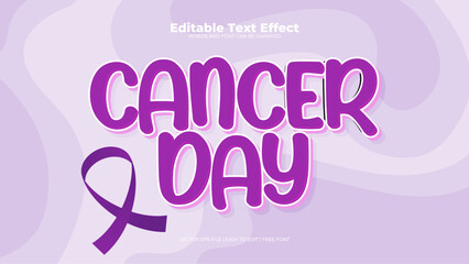 Purple violet cancer day 3d editable text effect - font style - obrazy, fototapety, plakaty