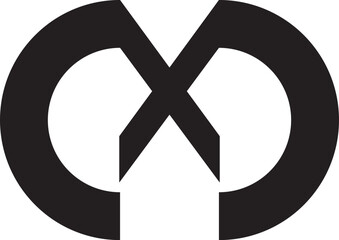 M and X Logo. Black Color. - Vector
