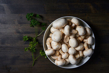 Fresh champignon mushrooms