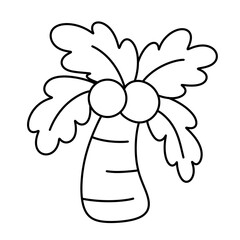 Tropical palm tree coconut line Icon.