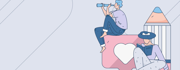 Education learning people flat vector concept hand drawn illustration
