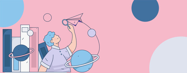 Education learning people flat vector concept hand drawn illustration
