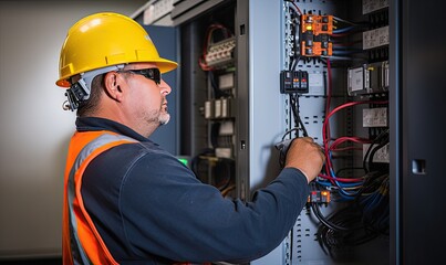 Working on Electrical Infrastructure: A Skilled Worker Ensuring Safety and Efficiency