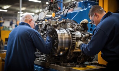 Men Working on Machine in Factory