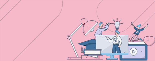 Education learning people flat vector concept hand drawn illustration
