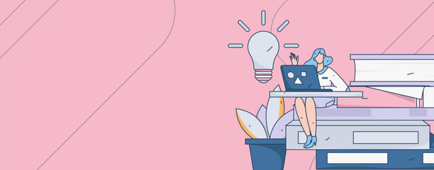 Education learning people flat vector concept hand drawn illustration
