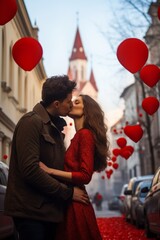 Fototapeta premium couple kissing in the street