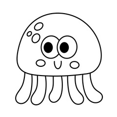 jellyfish Cartoon line icon.