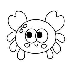 crab cartoon line icon.
