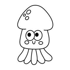 Squid cartoon line Icon.