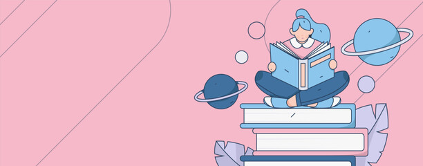 Education learning people flat vector concept hand drawn illustration
