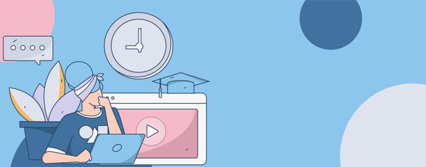 Education learning people flat vector concept hand drawn illustration
