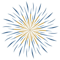 Obraz premium Firework doodle inspired by flower with blue gold yellow color that can be use for social media, wallpaper, e.t.c. 