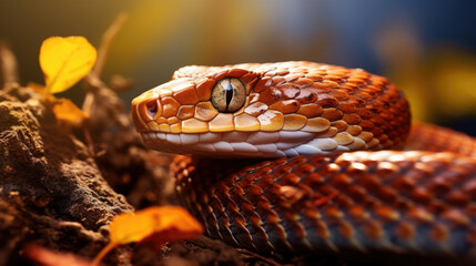 Obraz premium Viper snake on branch, viper snake animal closeup.