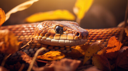 Viper snake on branch, viper snake animal closeup.