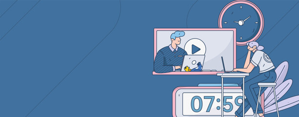 Education learning people flat vector concept hand drawn illustration
