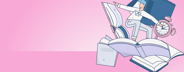 Education learning people flat vector concept hand drawn illustration
