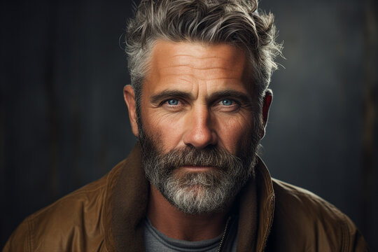 Image of a handsome successful man created with generative ai technology isolated on dark grey background