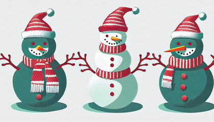 illustration of a christmas snowman for a christmas card
