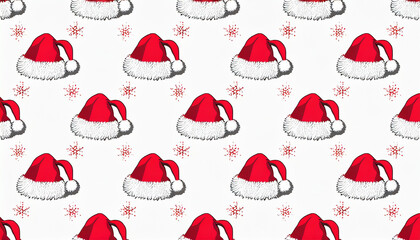 illustration of a santa Claus hat for christmas card in red and white tones