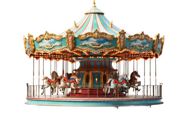 Amusement Park Carousel On Transparent Background