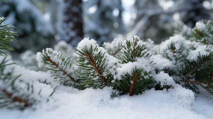 Naklejka na ściany i meble snow covered pine tree