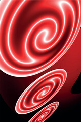 Abstract neon background with red spirals