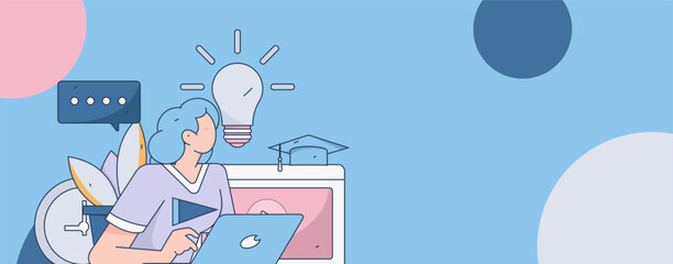 Education learning people flat vector concept hand drawn illustration
