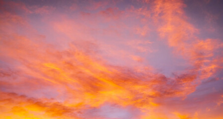 Real amazing Beautiful sunrise and luxury soft gradient orange gold clouds with sunlight on the...