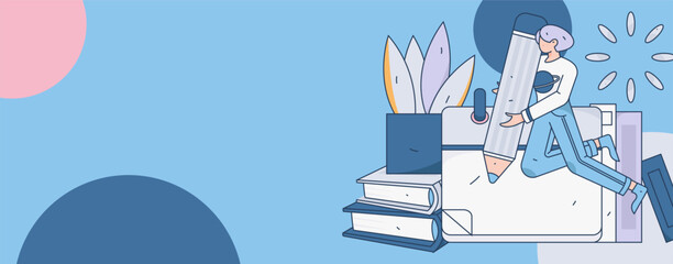 Education learning people flat vector concept hand drawn illustration
