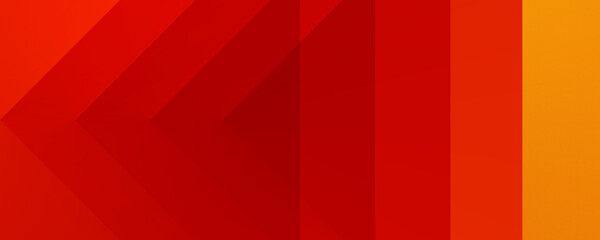 Yellow orange red abstract background for design. Geometric shapes. Triangles, squares, stripes, lines. Color gradient. Modern, futuristic. Light dark shades. Web banner. © Eric.art
