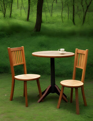 table and chairs in a garden