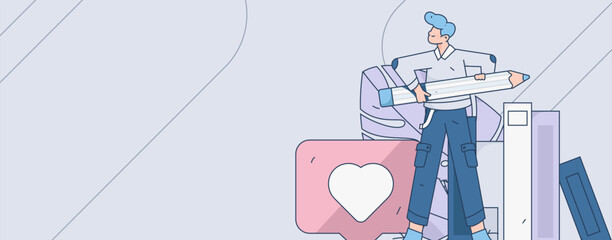 Education learning people flat vector concept hand drawn illustration
