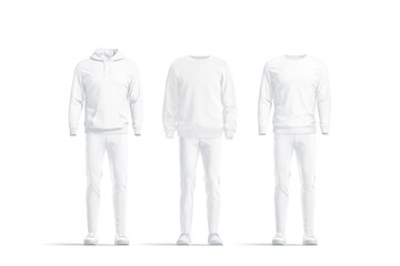 Blank casual sweater, pants and sneakers mockup