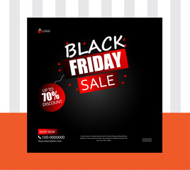 black friday red and black abstract banner design or social media post design
