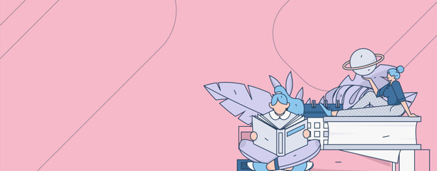 Education learning people flat vector concept hand drawn illustration
