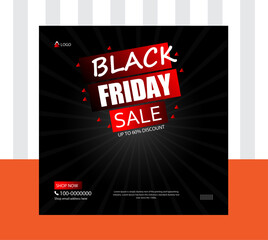 Friday Sale Shopping Vector Abstract Banner. Black friday social media post design