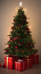 Fototapeta na wymiar Joyful Jingles and Jolly Ornaments: A Merry Christmas Tree Celebration made with Generative AI