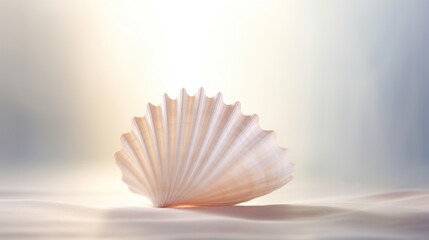 Shell on the beach with sunlight, AI