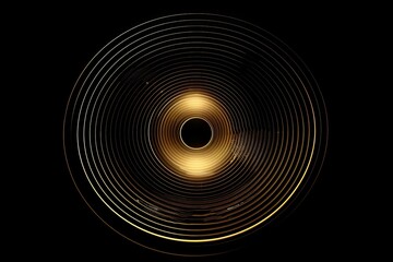 Abstract circle line pattern spin gold light isolated on black background in the concept of music, technology, digital, Generative AI - obrazy, fototapety, plakaty