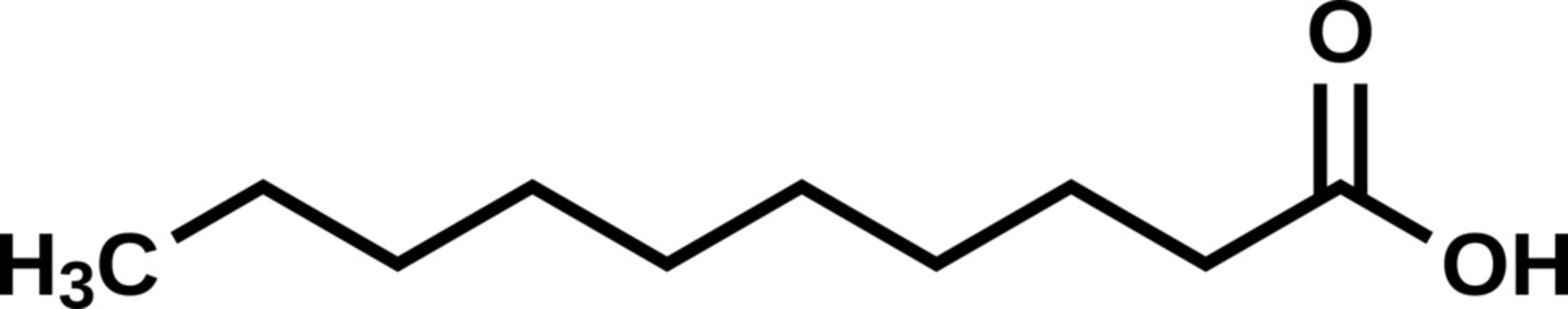 Capric acid C9H19COOH structural formula, vector illustration 
